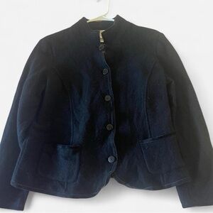 Talbots 100% Merino Wool Black Full Button Up Sweater size Large